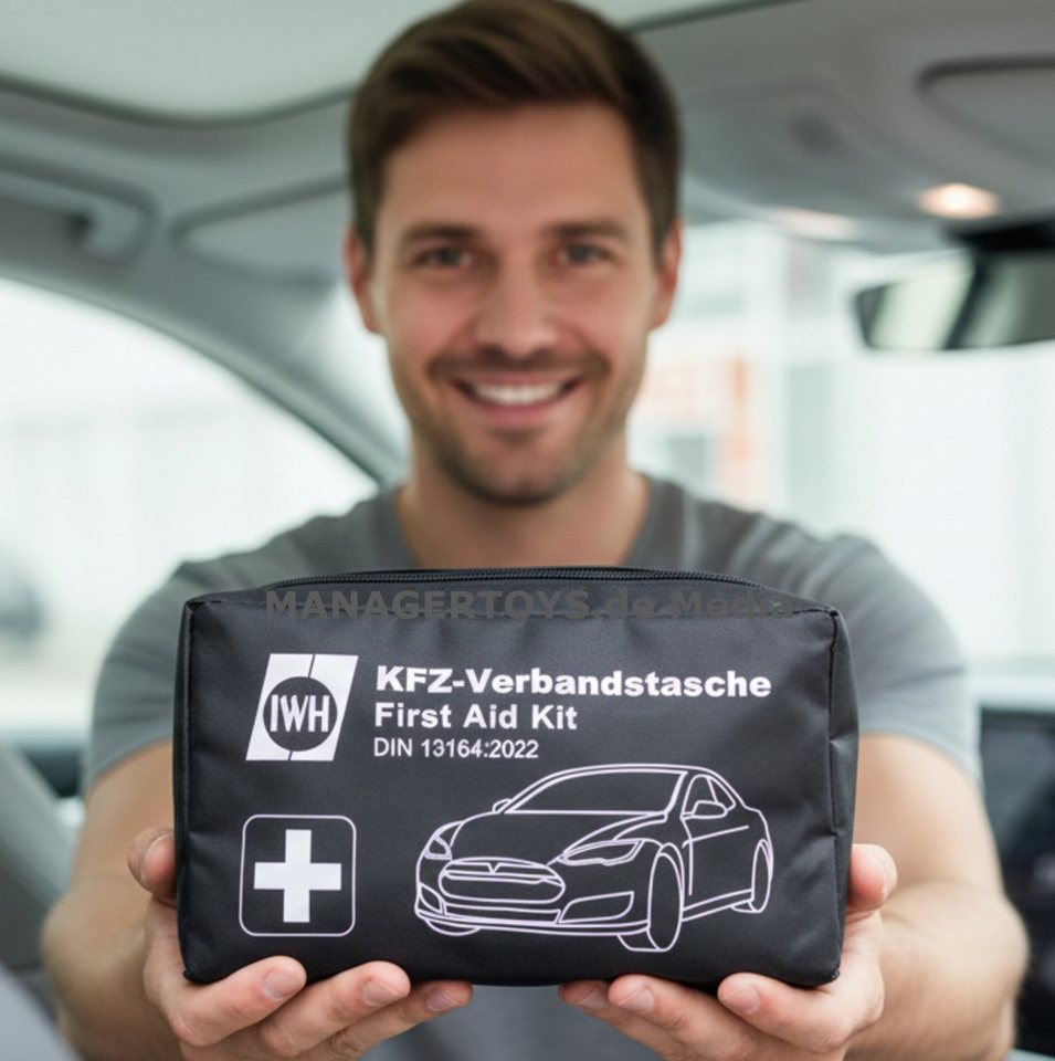 IWH KFZ-Verbandtasche Mit 2x FPP2: Erste Hilfe Verbandszeug aktuelle DIN Norm lange steril Bild 3