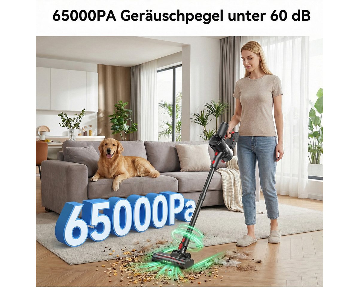 PRASKY Stielstaubsauger Akku Staubsauger Kabellos, Stielstaubsauger 65kPa/60Min, HEPA-Filter, 550 W, mit Beutel, staubsauger kabellos 550W Leicht und ideal für kleine Wohnungen Bild 5