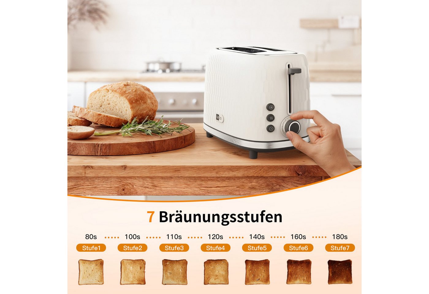 AECO Toaster toastlab ONE Toaster, Zwei extra große Toastschlitze, für 2 Scheiben, 950 W, Edelstahl Bild 3