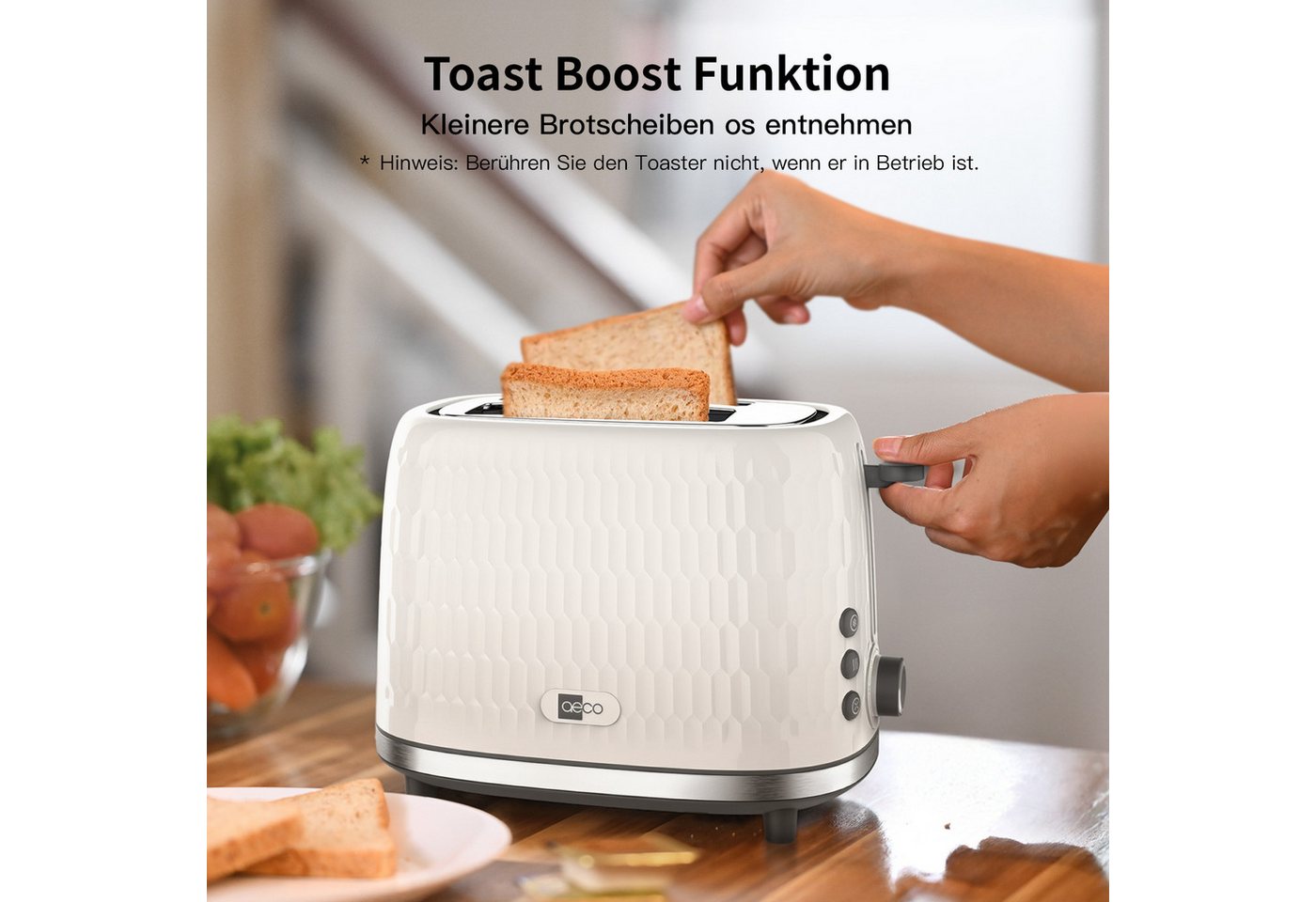 AECO Toaster toastlab ONE Toaster, Zwei extra große Toastschlitze, für 2 Scheiben, 950 W, Edelstahl Bild 4