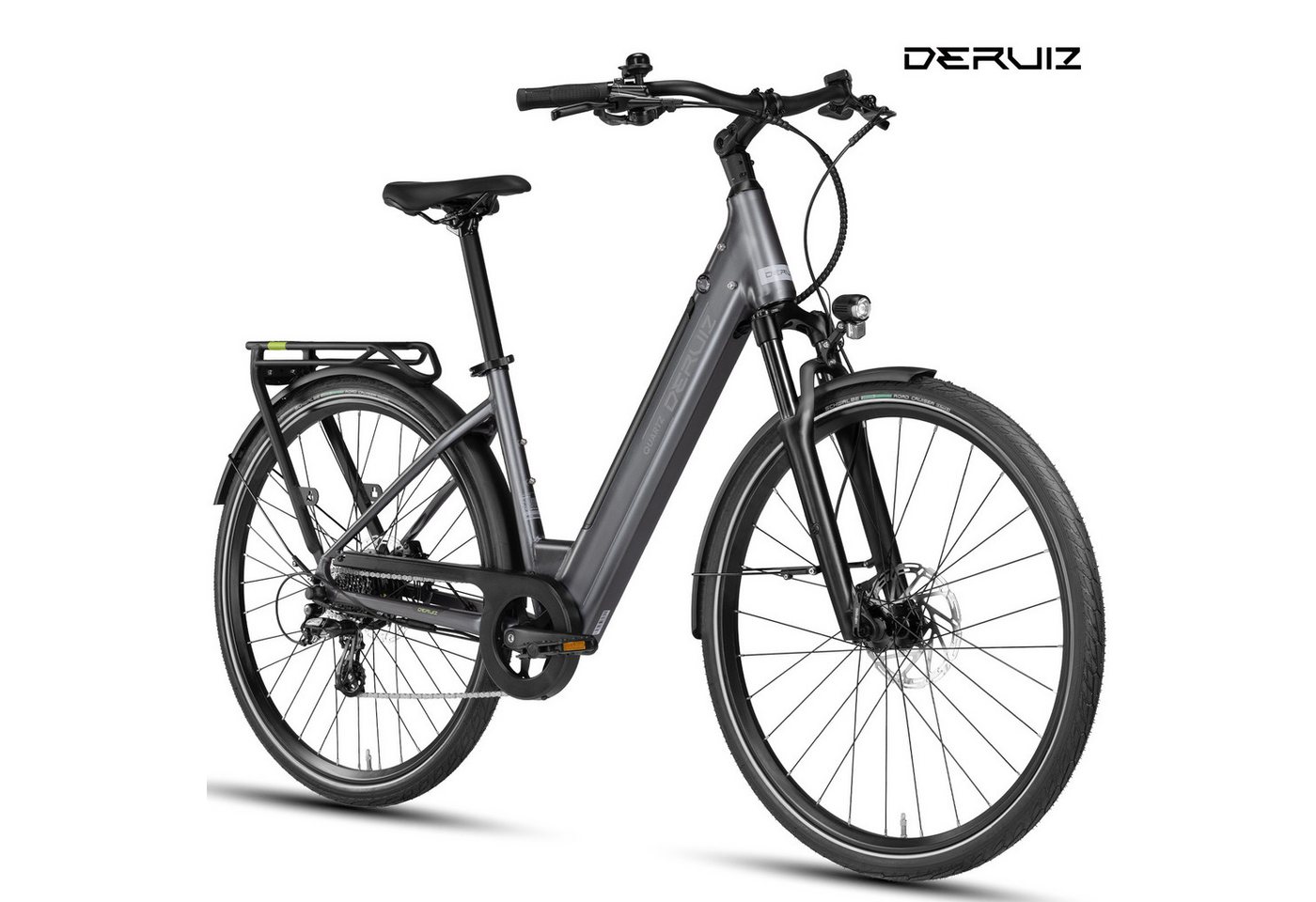 DERUIZ E-Bike Cityrad 28 Zoll Quartz /Quartz SUV 644 Wh, 161 km, Drehmomentsensor, 8 Gang Shimano Shimano Altus RD-M310, 8-Gang Schaltwerk, Kettenschaltung, Heckmotor, 644 Wh, (Federgabel mit Lockout, Drehmomentsensor, Farb-LCD-Display), 60-mm-Federweg, mit mechanischem Lockout, Drehmomentsensor Bild 2