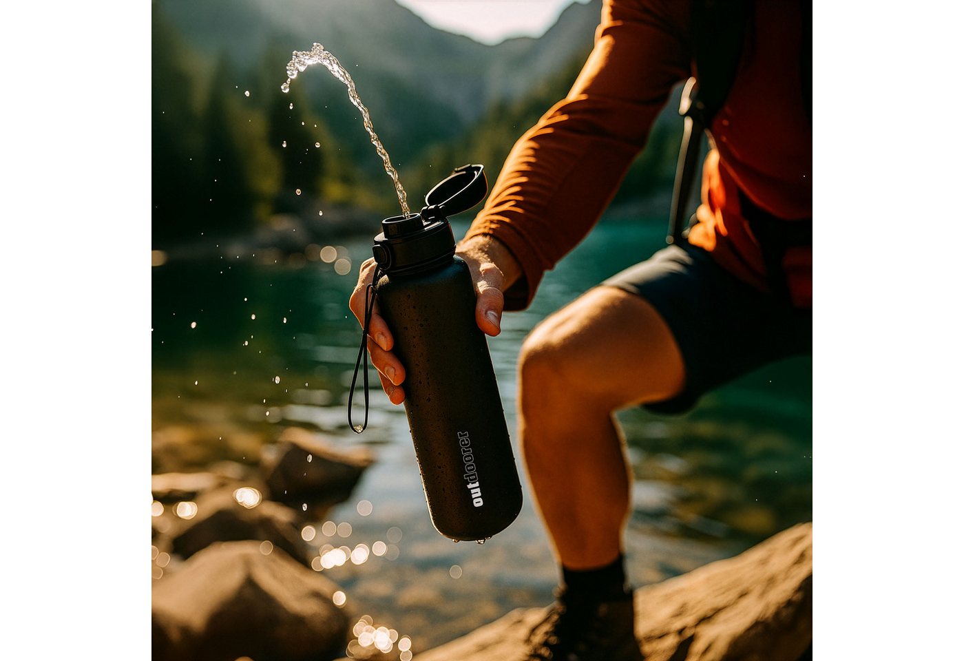 outdoorer Trinkflasche 1 Liter grau, BPA-frei, mit Fruchtsieb Bild 5