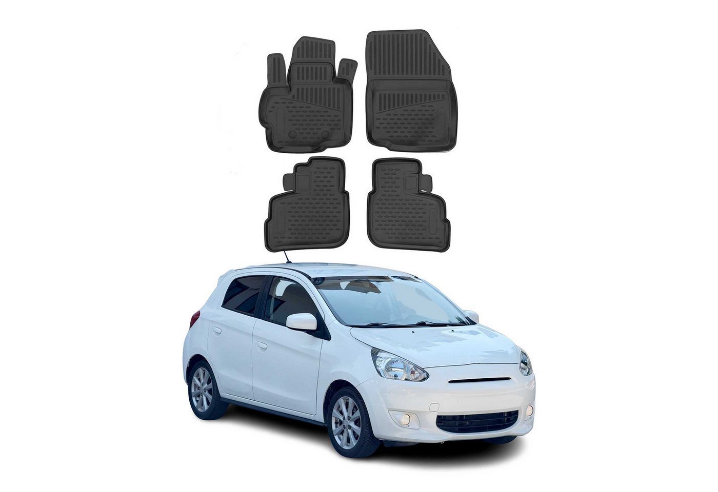 OMAC Auto-Fußmatten für Mitsubishi Spacestar 2012-2018 Schwarz 4 tlg TPE (4 St), für Mitsubishi Spacestar 2012-2018 Mitsubishi Spacestar 2012-2018, Antirutsch,Wasserfest,Einfache Installation Bild 3