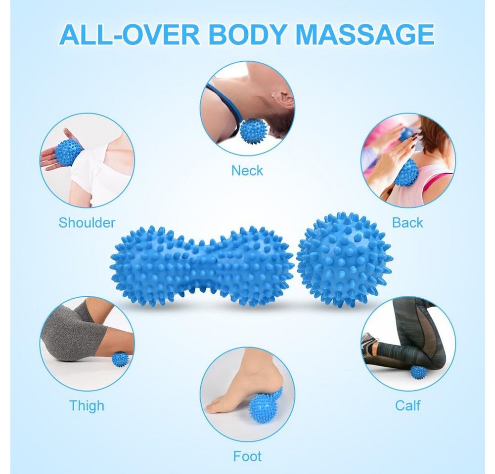 FELIXLEO Gymnastikball Faszienball 2er Set Igelball Massageball Noppen Blau Rücken Füße Bild 2