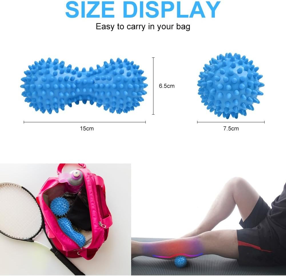 FELIXLEO Gymnastikball Faszienball 2er Set Igelball Massageball Noppen Blau Rücken Füße Bild 5