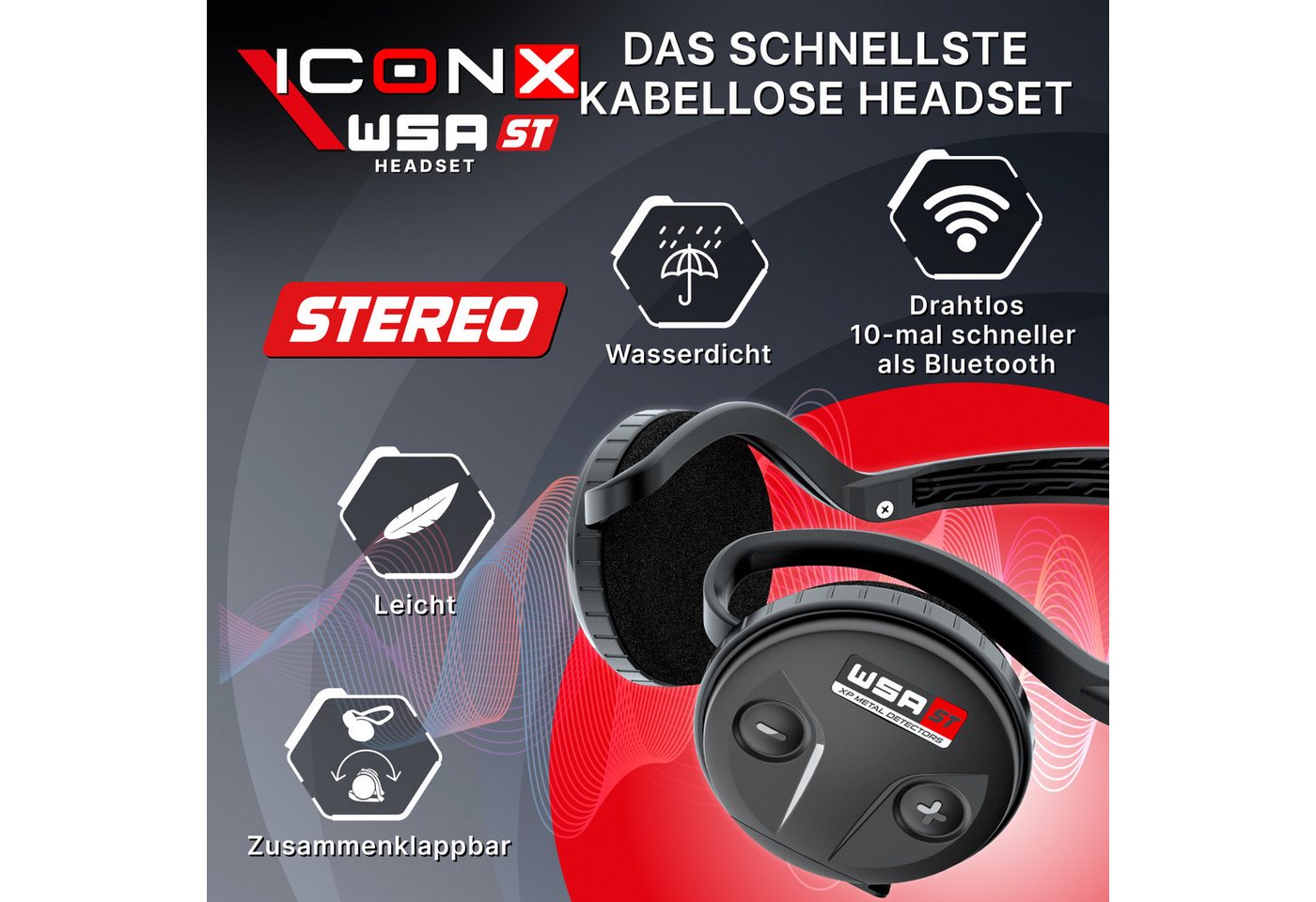 XP Metal Detectors Metalldetektor ICONX mit 28cm Suchspule, Kopfhörer, Pinpointer, Anfängerfreundlich