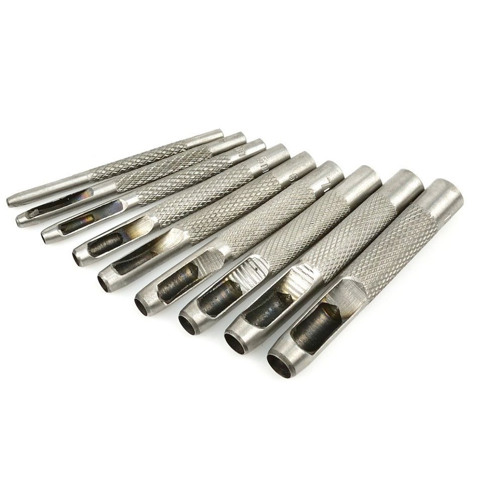 Beast Lochstanzer Locheisen Set 9-teilig Lochstanzer für Leder Gummi Karton, 9 Lochgrößen, Kohlenstoff-Werkzeugstahl