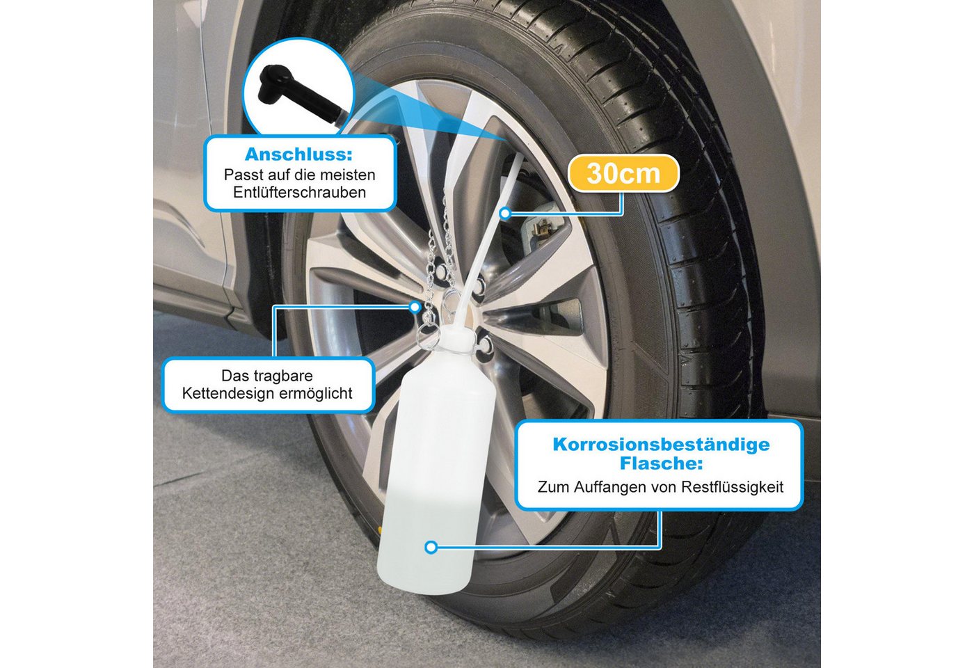 Clanmacy Bremsbelag Bremsenentlüfter 3L Druckluft KFZ Bremsentlüfter Fassungsvermögen