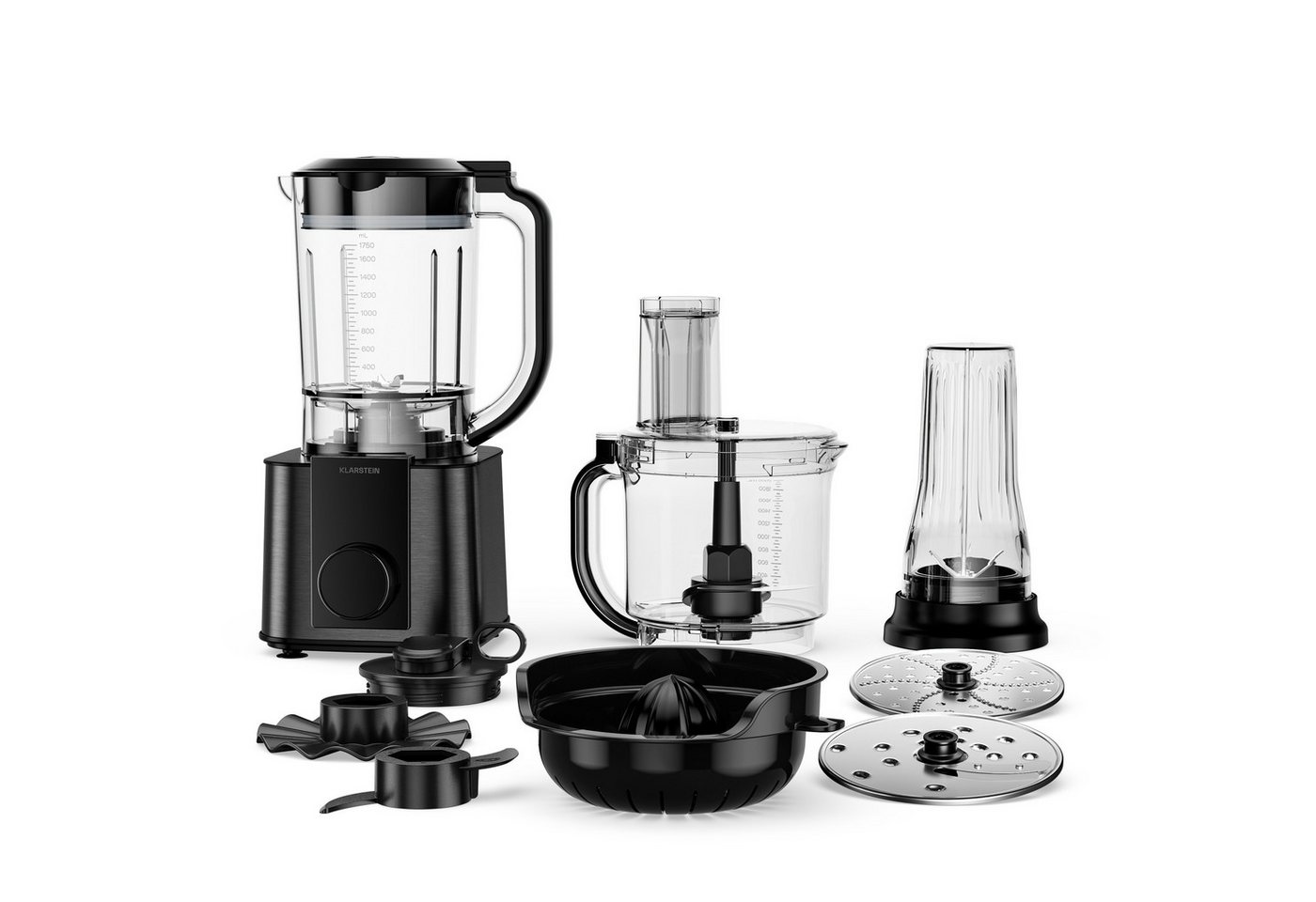Klarstein Küchenmaschine Verosteel Küchenmaschine + Mixer 1200W 2L+1,75L 10 Stufen 6 Programme, 1200 W, Standmixer Knetmaschine Rührgerät mit Touch & 6 Programmen Edelstahl