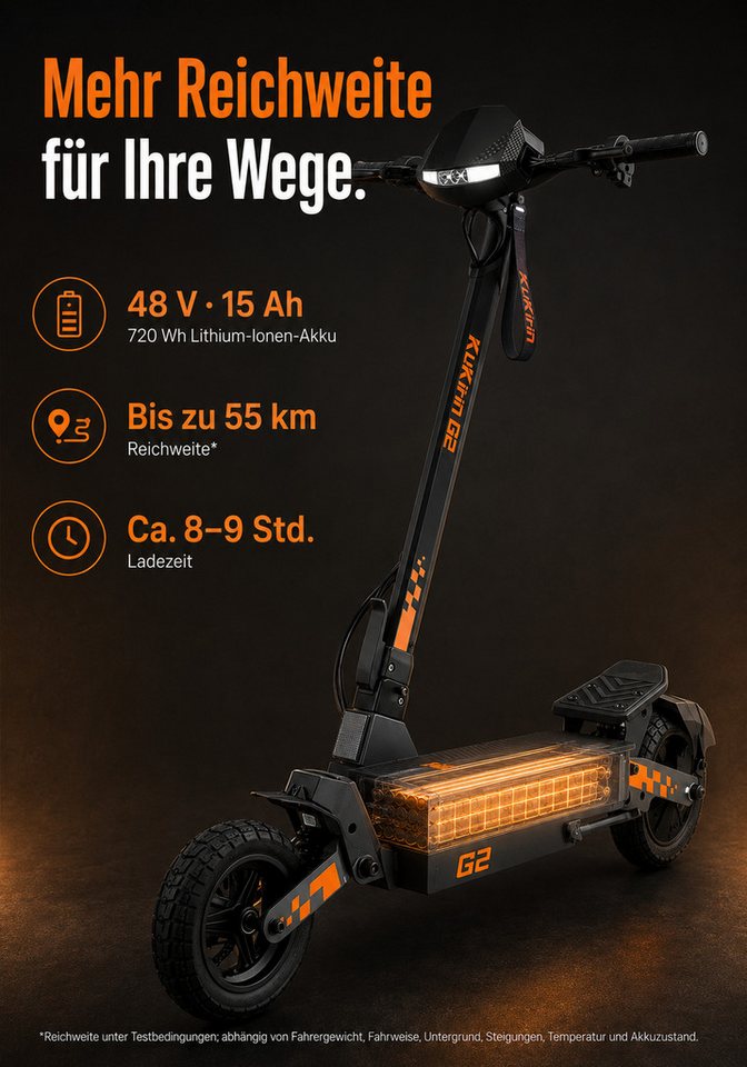 Sinaopus E-Scooter KuKirin G2 E-Scooter 800W 48V 15.6Ah 55km 45km/h 10 Zoll klappbar, Federgabelung Dualfederung LED Display Scheibenbremse IPX4 Akku Bild 3