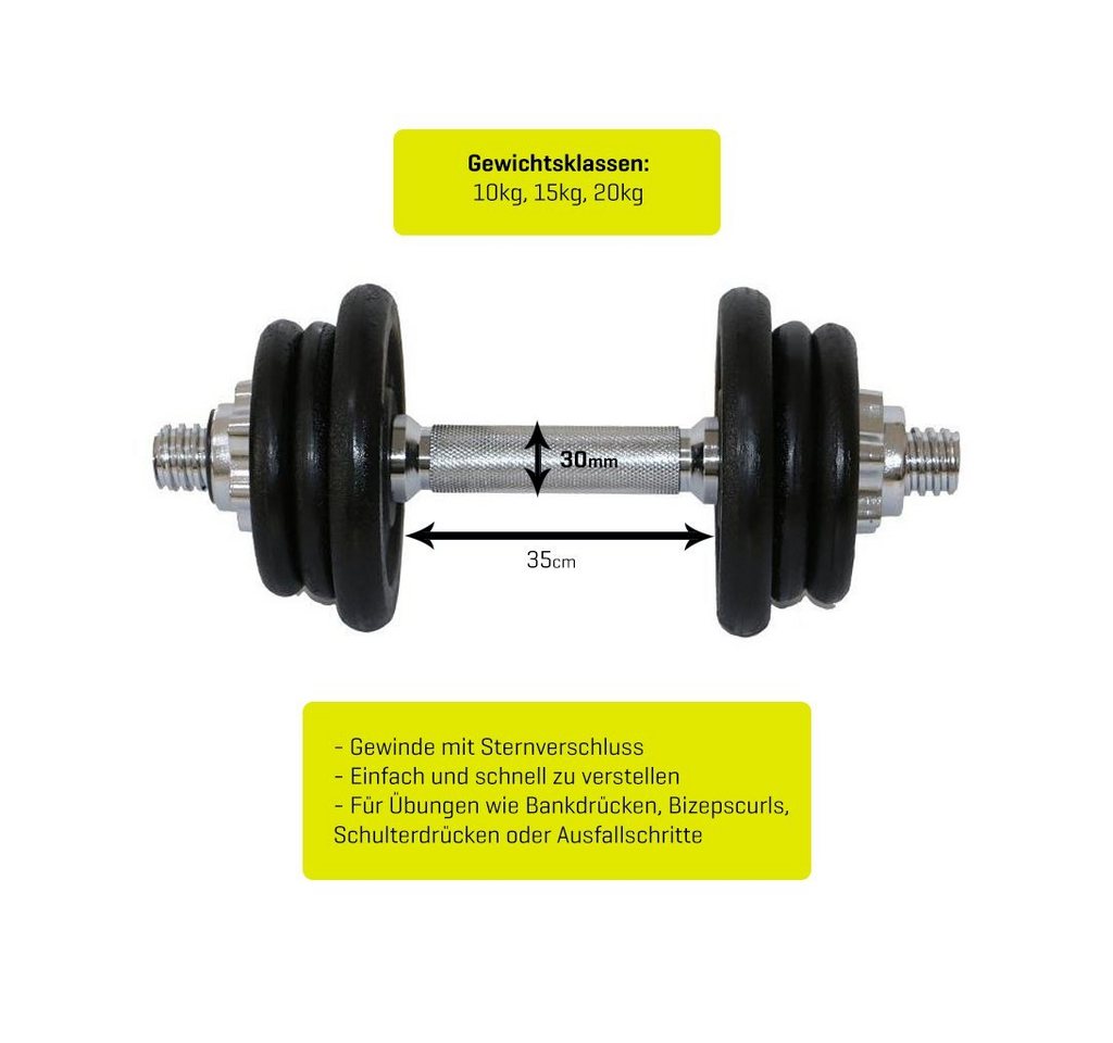 Sporttrend 24 Hantel-Set Verstellbares Kurzhantel Set 15kg, Hantel Set mit Gewicht und Hantelstange Bild 2