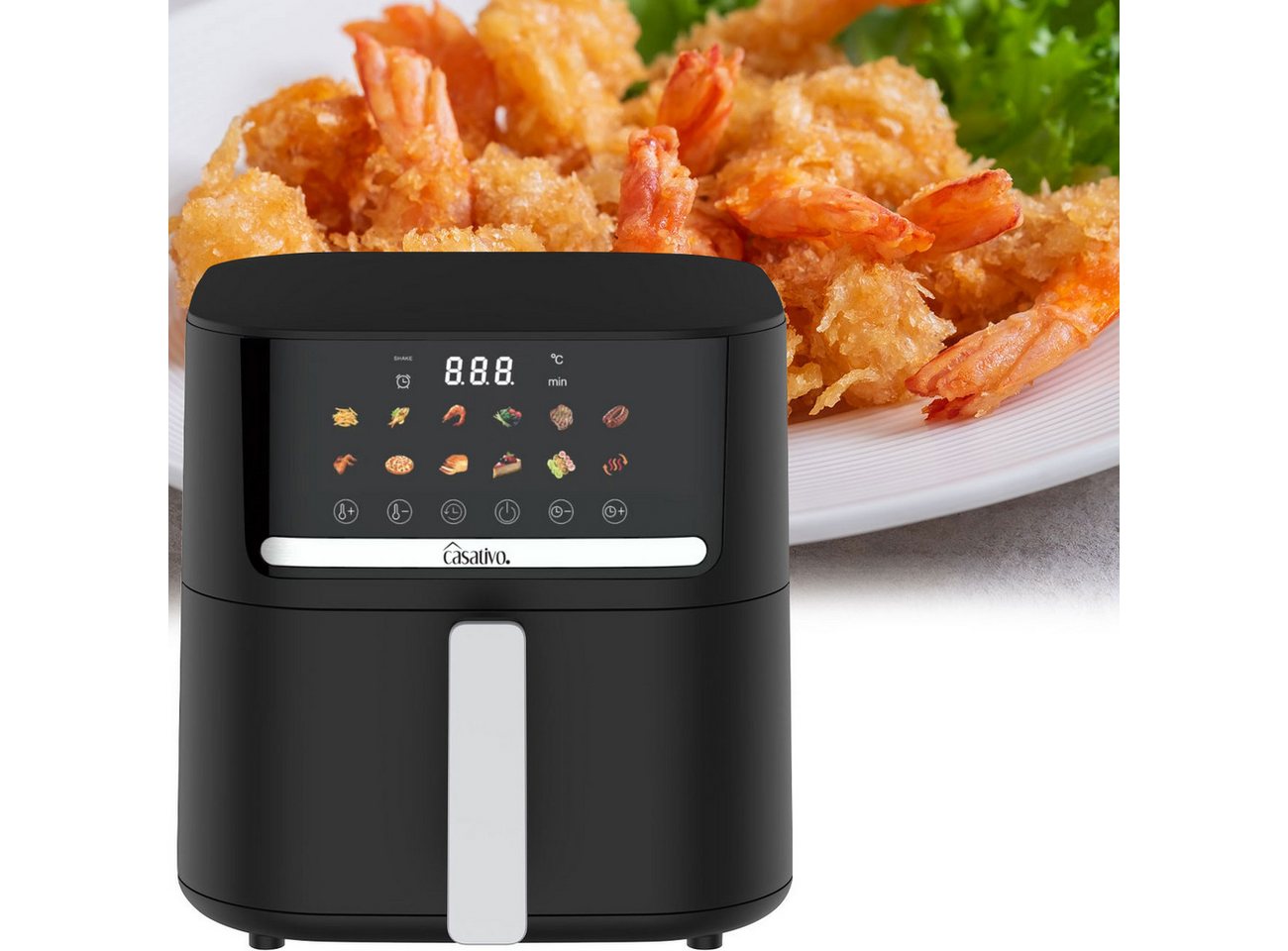 Casativo Heißluftfritteuse CH9693, 1600 W, Energiesparend, 11 Programme, 6,5L Volumen, LED-Touch-Display Bild 2