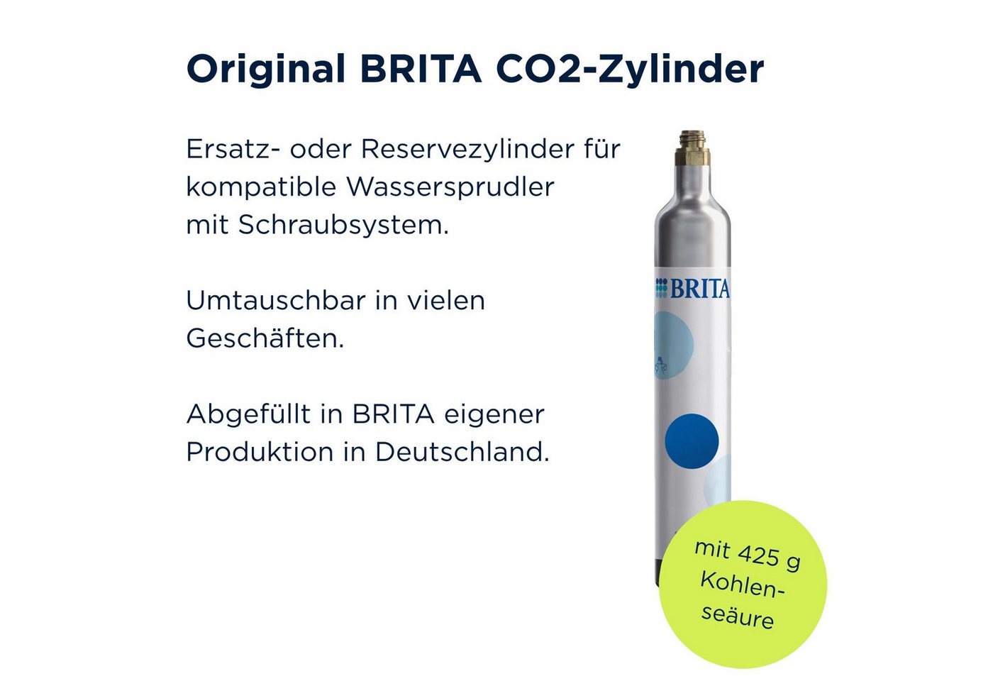 BRITA CO₂-Zylinder Universal CO₂-Zylinder für Wassersprudler mit Schraubsystem - 2er Pack, 2 St., Reservezylinder, bis zu 60 l gesprudeltes frisches Wasser pro Füllung Bild 5