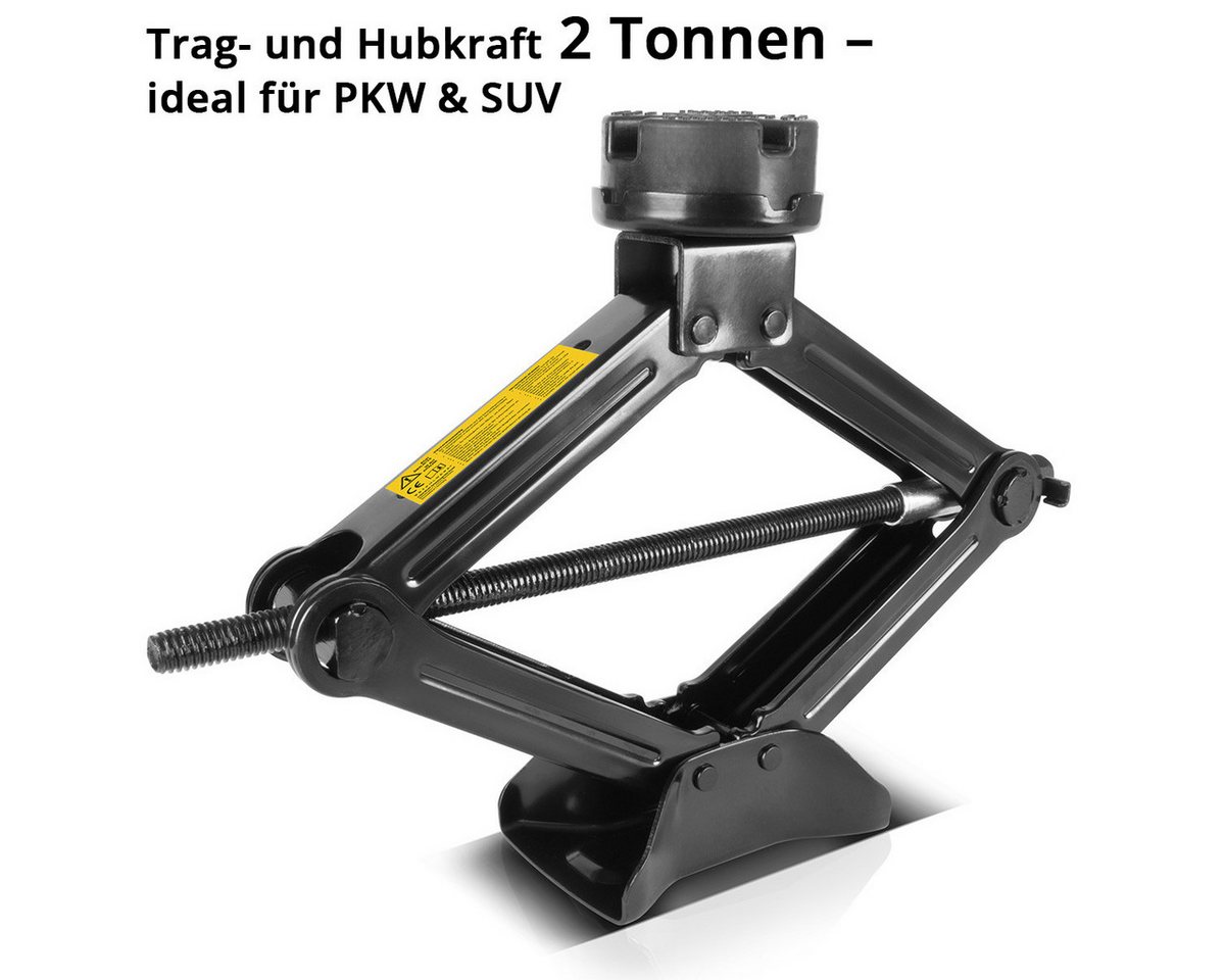 STAHLWERK Wagenheber Scherenwagenheber 2t Reifenwechsel Set Reifendruckprüfer Handschuhe Bild 2