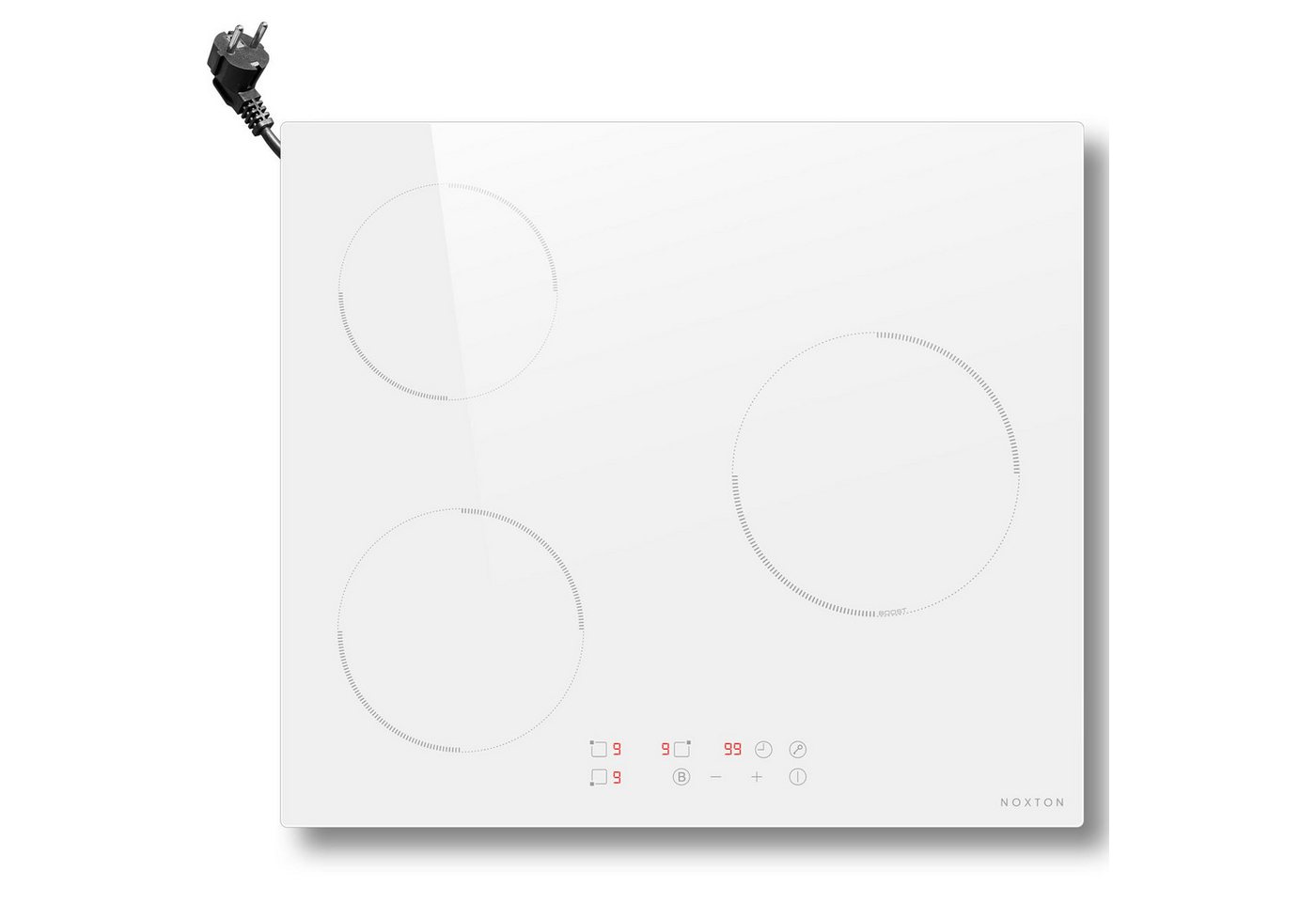 NOXTON Induktions-Kochfeld Induktionskochfeld 3 Platten Weiss, Kochfeld Einbau 59CM, Boost, Sicherheitssperre, 99-Minuten-Timer, 16A, 220-240V Bild 3