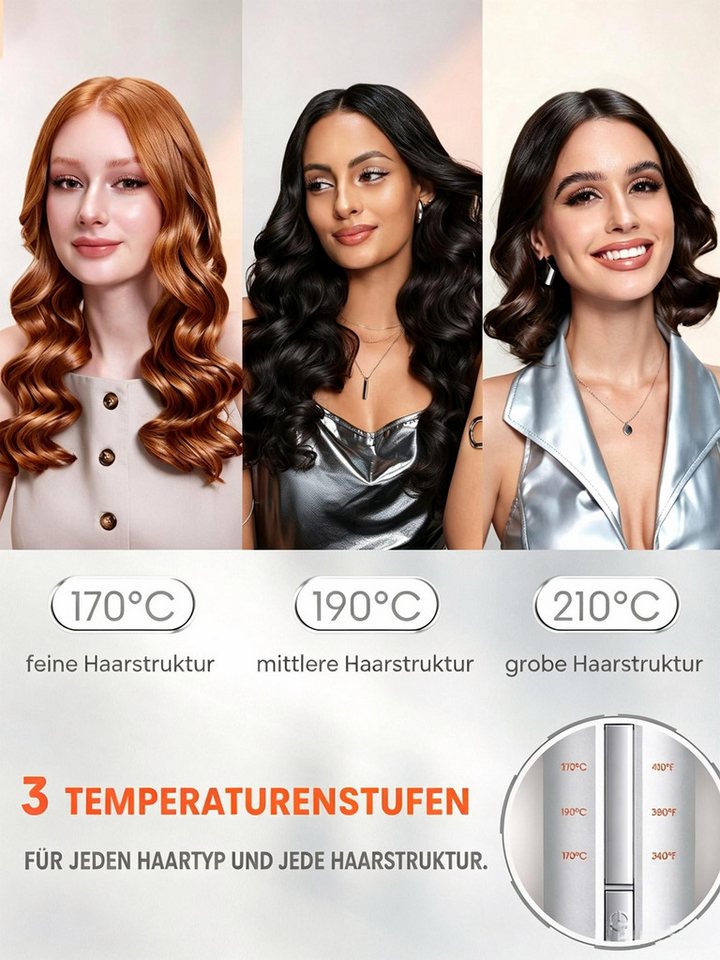 AIBISTAR Lockendreher Automatischer Lockendreher, 25/32 mm, 3 Stufen, Keramik, Isolierte Spitze – Anti-Verbrühung,Für feines, normales & dickes Haar Bild 3