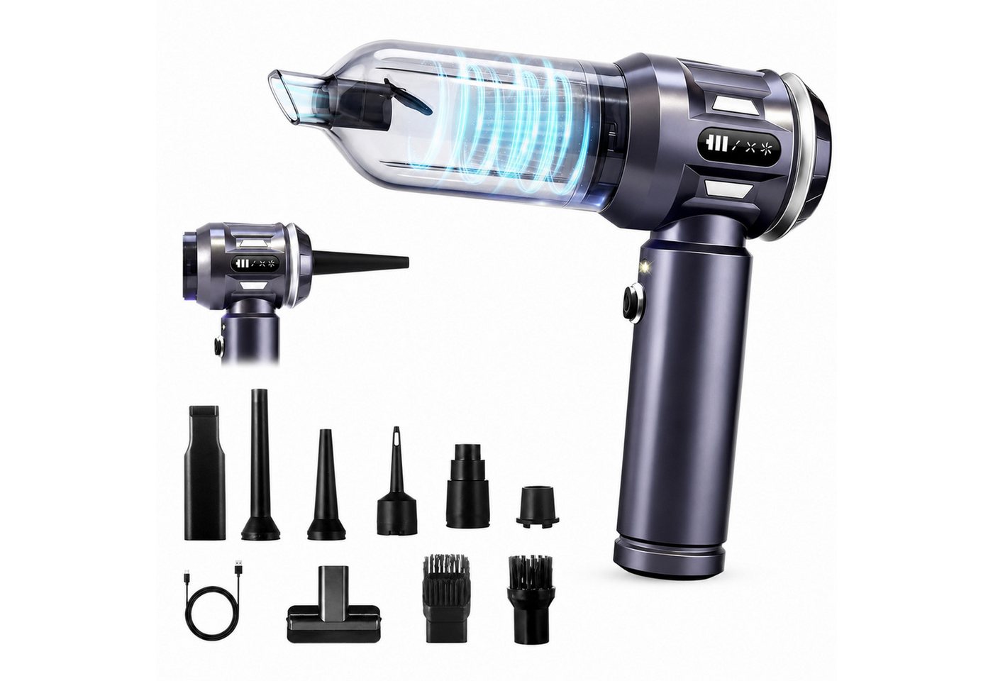 Ledklang Akku-Handstaubsauger Kabelloser 4-in-1 Mini-Staubsauger bürstenloser Motor 25000 Pa, 3 Stufen Tragbarer Staubsauger für PKW Wohnmobil Camping Treppen Sofa Bild 5