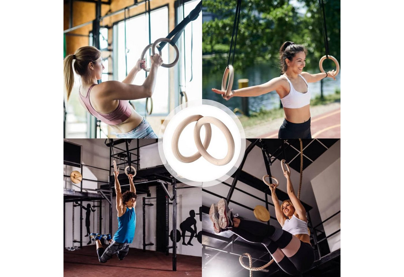 TLGREEN Turnring Gymnastikringe mit Griffband, (Verstellbaren Buckle Straps und Markierungen), Ringe Training für Full Body Workout Bild 4