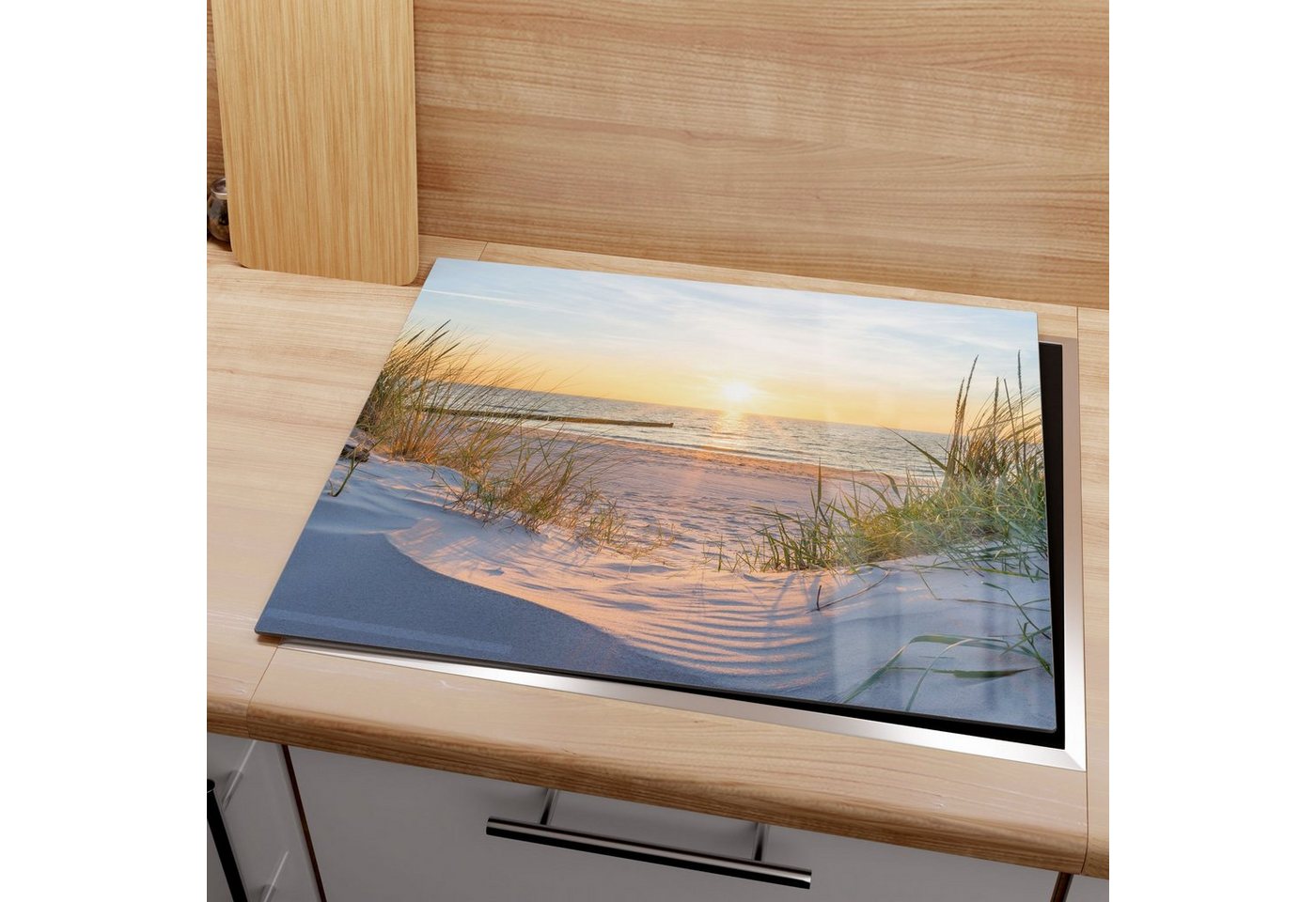 DEQORI Herdblende-/Abdeckplatte 'Abendsonne an der Ostsee', Glas, (1 tlg), Herdabdeckplatte Ceranfeld Herd Platte Abdeckung Glasplatte Bild 2