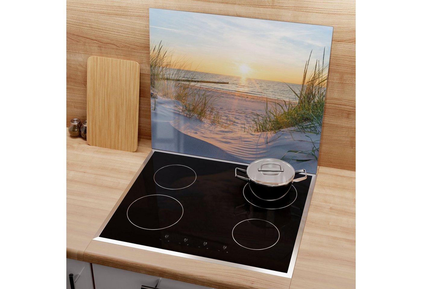 DEQORI Herdblende-/Abdeckplatte 'Abendsonne an der Ostsee', Glas, (1 tlg), Herdabdeckplatte Ceranfeld Herd Platte Abdeckung Glasplatte Bild 4