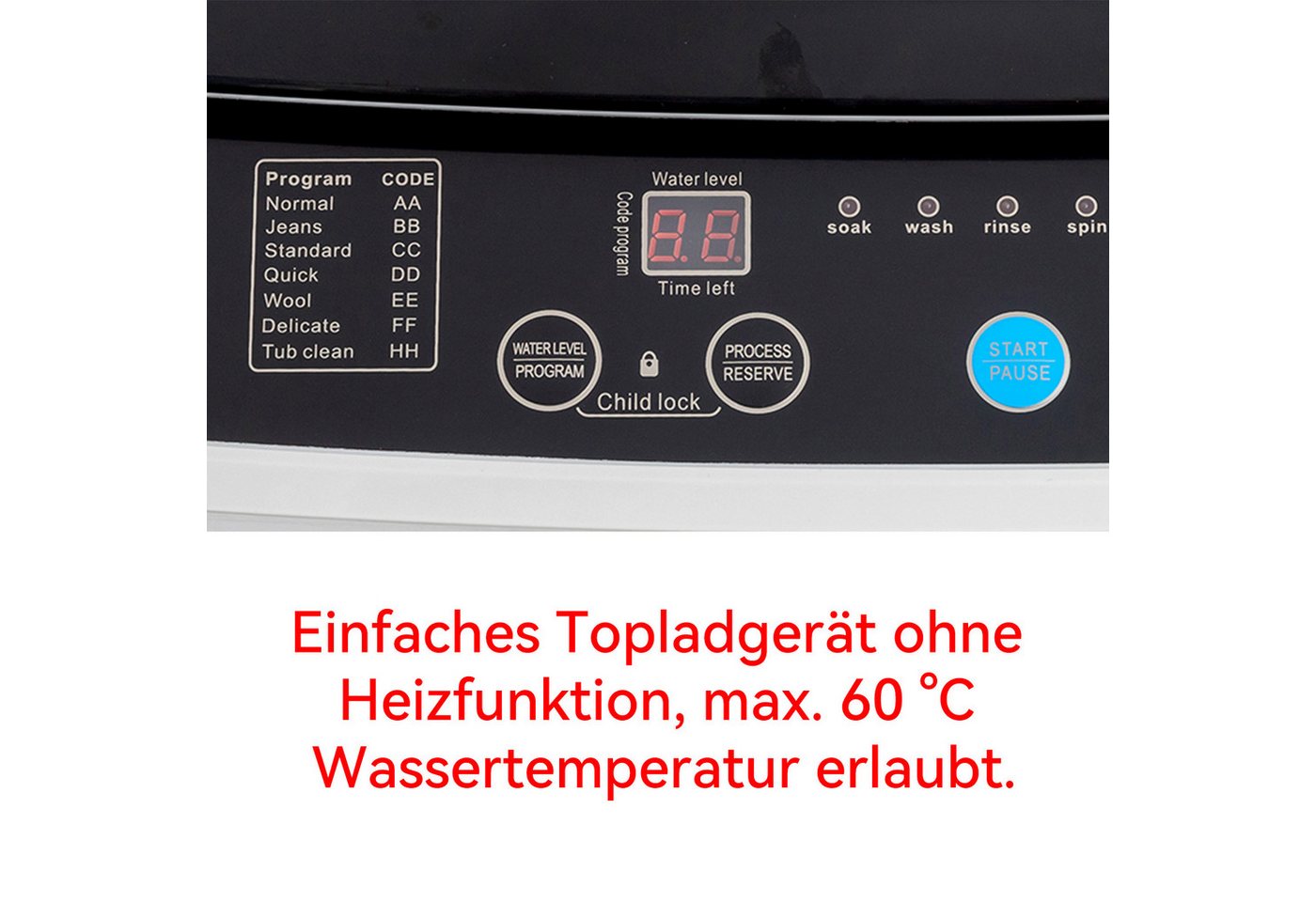 LALAHO Waschmaschine Toplader XQB50-168 XQB50-168, 26-Minuten-Schnellwaschgang Bild 3