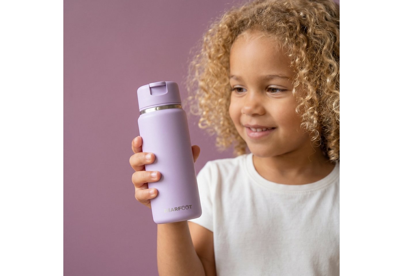 BEARFOOT Trinkflasche TINY Thermo Kinder Trinkflasche Edelstahl - Lila, Thermosflasche, auslaufsicher, Edelstahl, Kinderflasche, BPA-frei