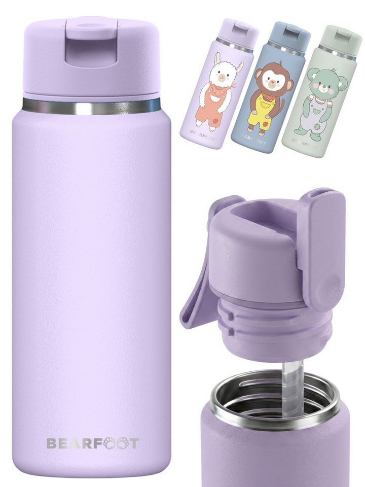 BEARFOOT Trinkflasche TINY Thermo Kinder Trinkflasche Edelstahl - Lila, Thermosflasche, auslaufsicher, Edelstahl, Kinderflasche, BPA-frei Bild 2