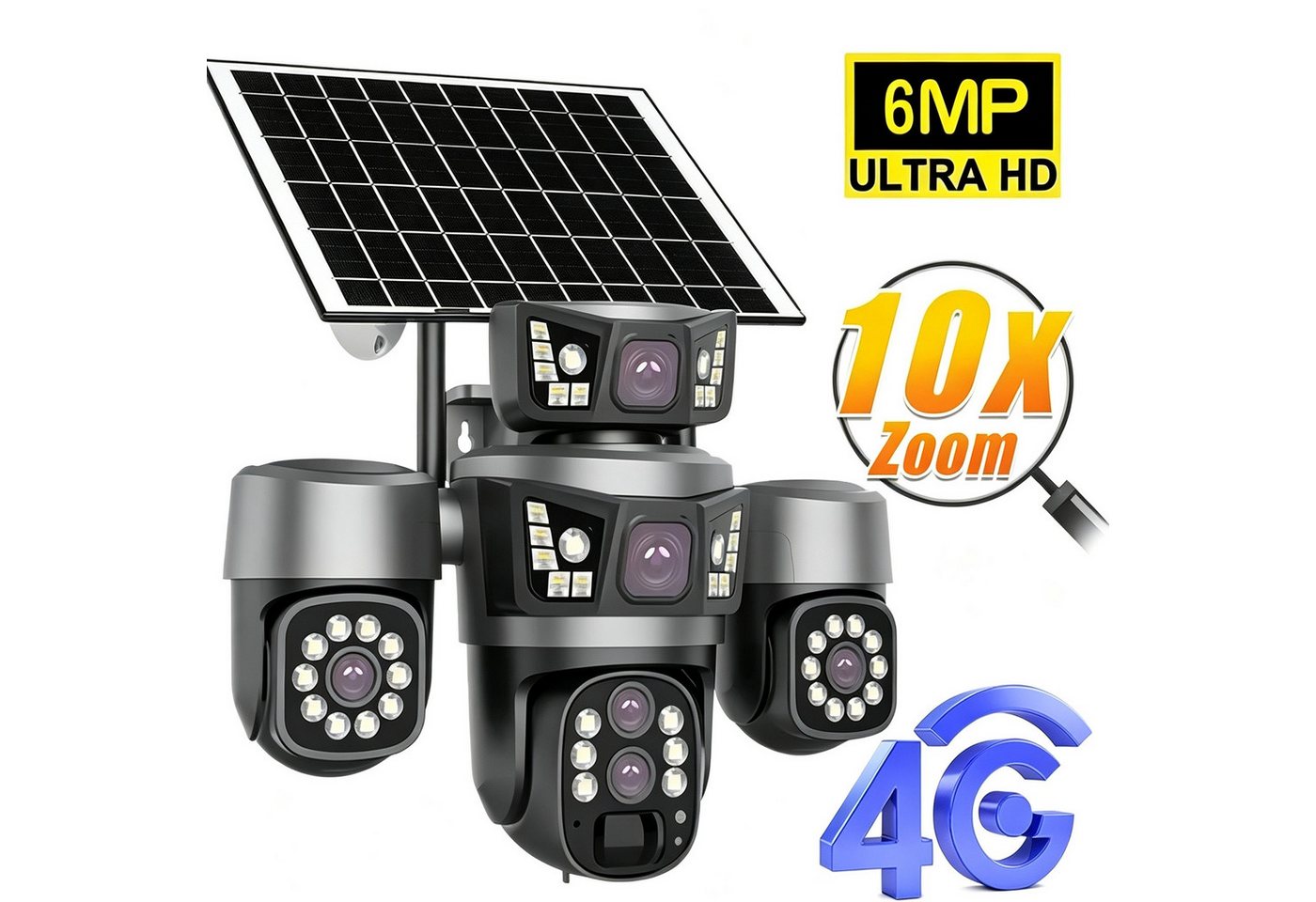 ANTCOOL Überwachungskamera WiFi Solar Überwachungskamera Außen, 3-Objektive, 6MP PTZ, kabellos Bild 4