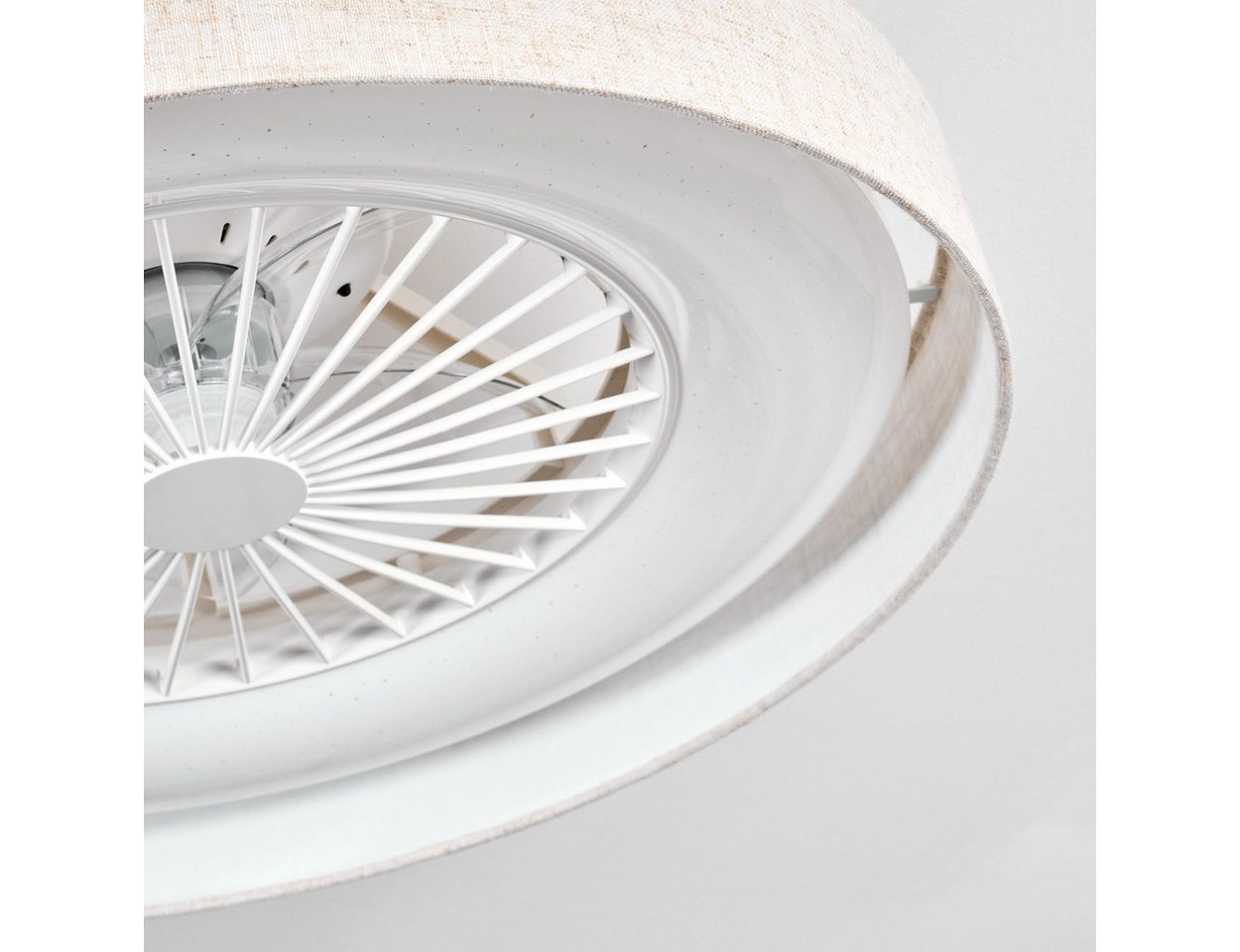 hofstein Deckenventilator Ventilator aus Kunststoff/Stoff in Weiß/Glitzereffekt/Beige, moderne Deckenleuchte, Ø 55cm, Fernbedienung, Kelvin einstellbar, CCT Bild 2