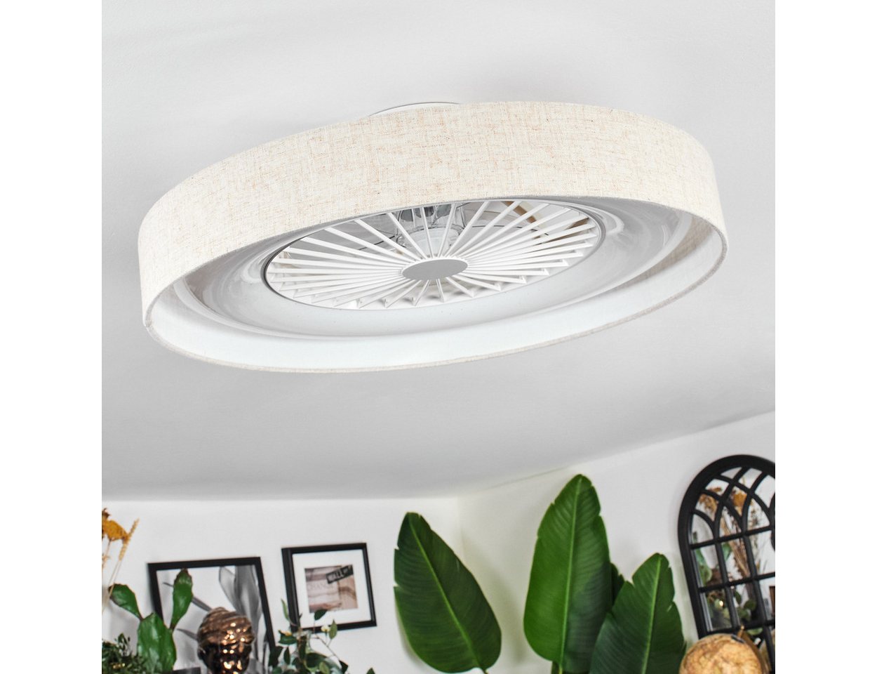 hofstein Deckenventilator Ventilator aus Kunststoff/Stoff in Weiß/Glitzereffekt/Beige, moderne Deckenleuchte, Ø 55cm, Fernbedienung, Kelvin einstellbar, CCT Bild 4