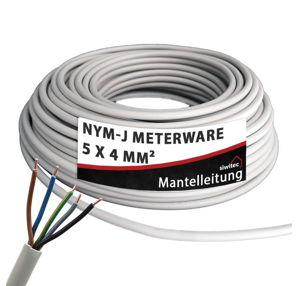 siwitec Installationskabel, (25 cm), NYM-J 5 x 4 mm2, Mantelleitung, Installationskabel, Feuchtraumkabel in Bild 2