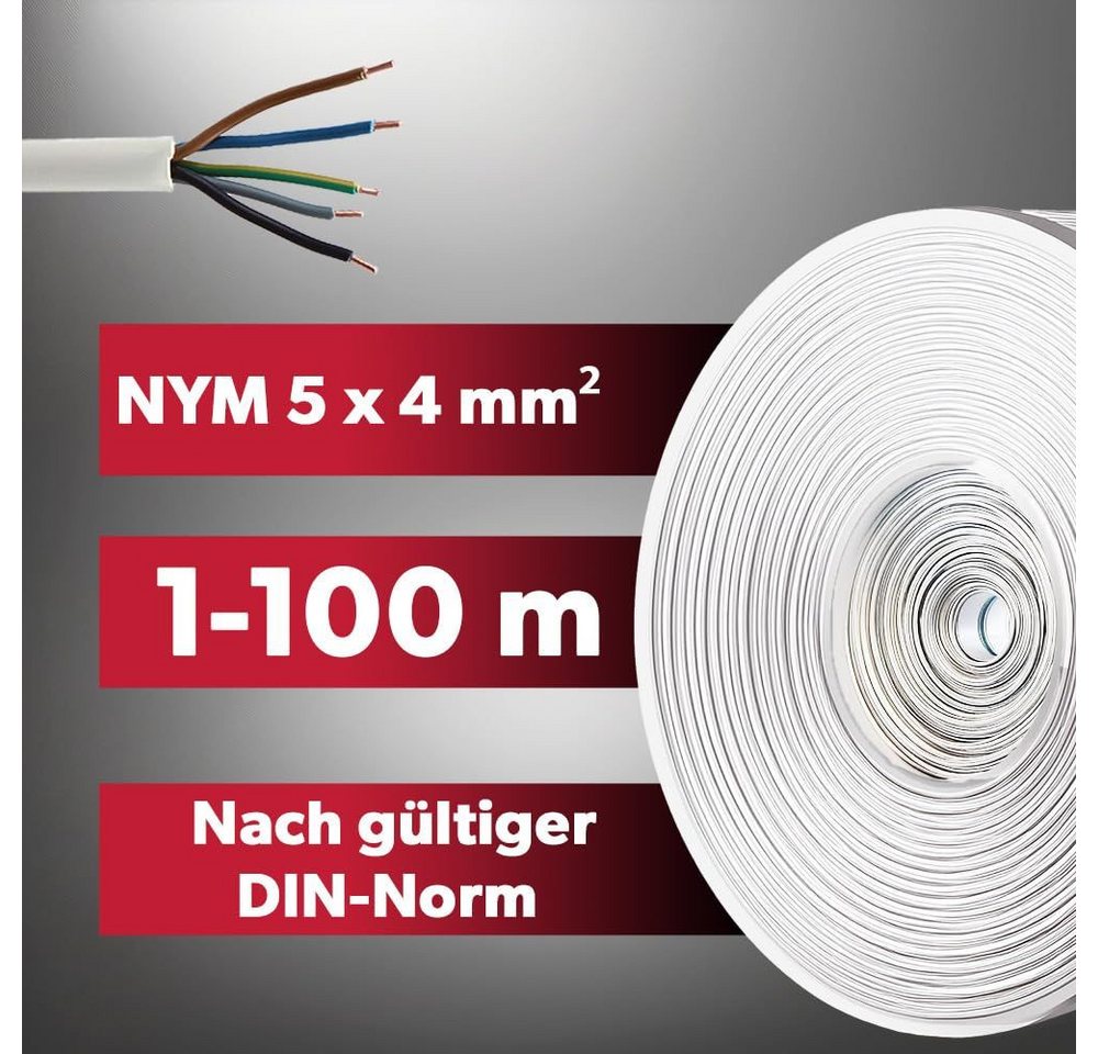 siwitec Installationskabel, (25 cm), NYM-J 5 x 4 mm2, Mantelleitung, Installationskabel, Feuchtraumkabel in Bild 3