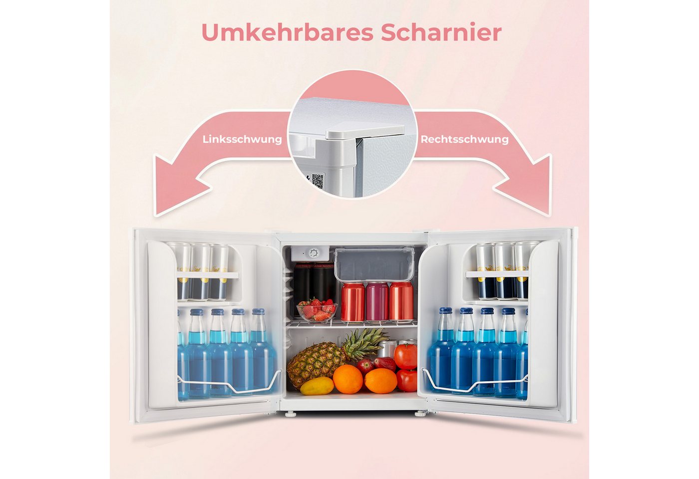 FOHERE Table Top Kühlschrank 46L Mini-Kühlschrank, Bier Hausbar Getränkekühlschrank Hotel, Weiß BC-46, 50 cm hoch, 49.53 cm breit Bild 5