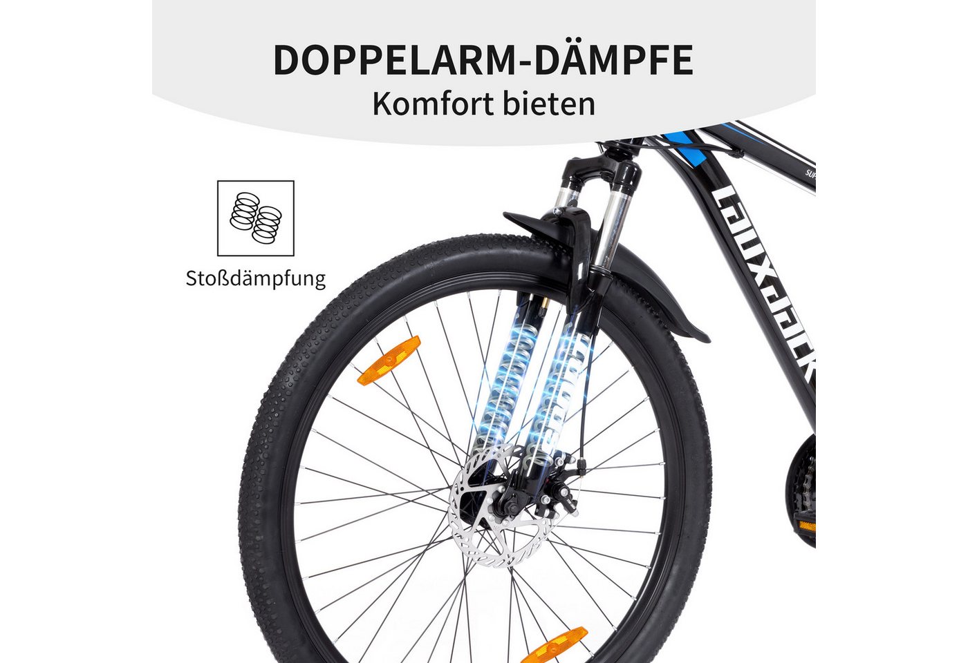 ROMICO Mountainbike 26 Zoll MTB mit Shimano 21-Gang, Federgabel & Scheibenbremsen, 21 Gang Shimano Tourney RD-TY300/200 Schaltwerk, Kettenschaltung, (Set), 21-Gang Shimano Tourney, Kettenschaltung, MTB, Damen & Herren Bild 5