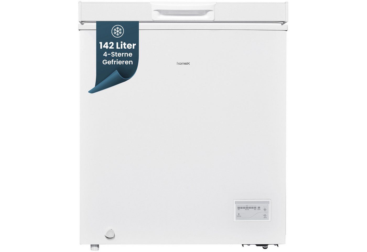 homeX Gefriertruhe FT1421-W, 70.5 cm breit, 142 l, Tiefkühltruhe klein, 142 Liter, Kühltruhe inkl. Ablagekorb, leise Bild 3