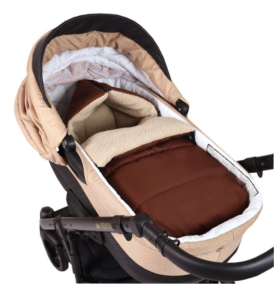 BabyLux Fußsack Bouclé Winter Fußsack 90cm Kinderwagen Buggy, Babyschale Schlafsack, BF2 Schocko + Boucle Beige Bild 2