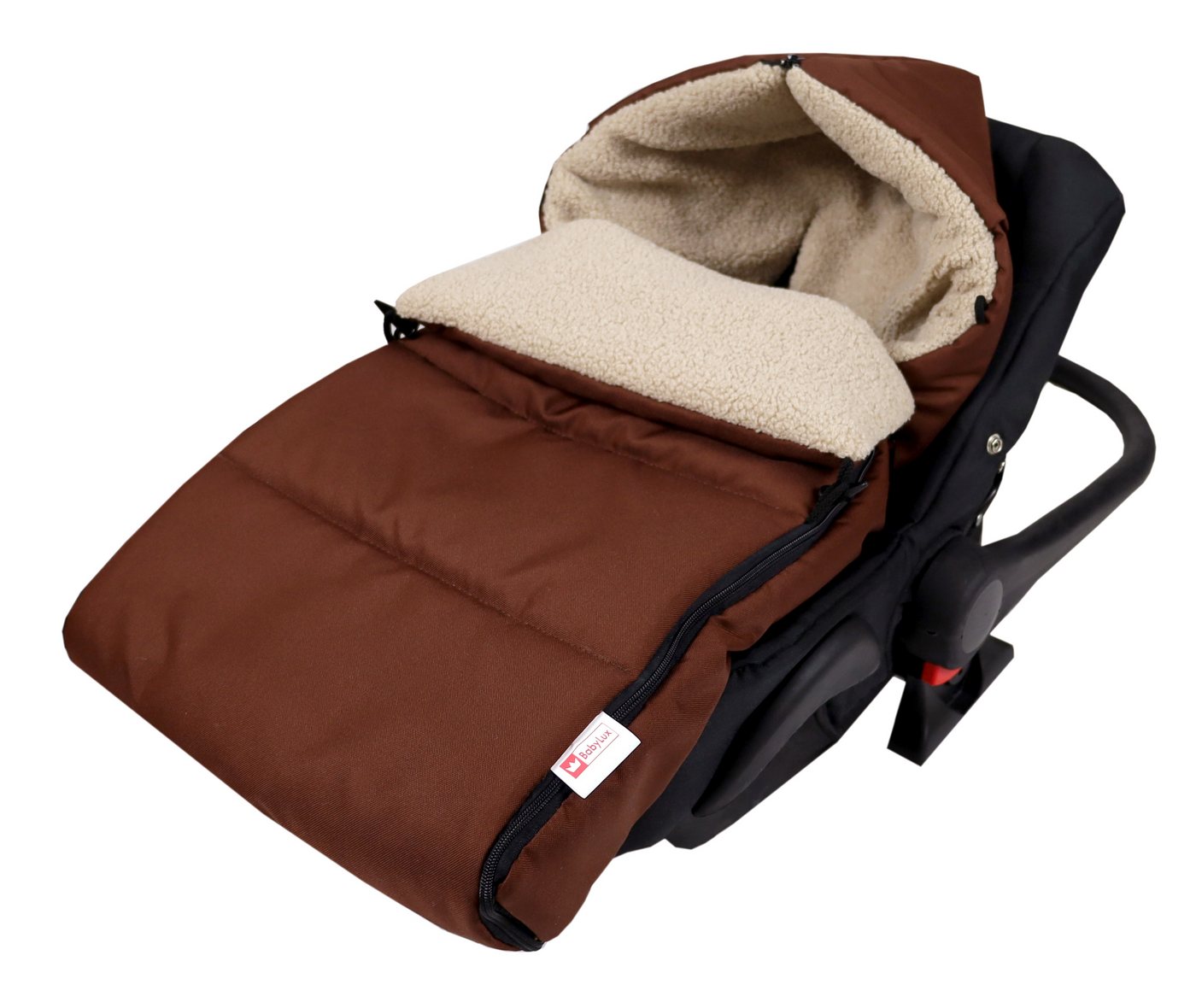 BabyLux Fußsack Bouclé Winter Fußsack 90cm Kinderwagen Buggy, Babyschale Schlafsack, BF2 Schocko + Boucle Beige Bild 4