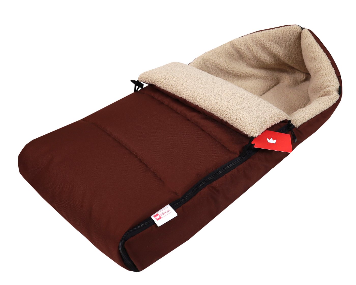 BabyLux Fußsack Bouclé Winter Fußsack 90cm Kinderwagen Buggy, Babyschale Schlafsack, BF2 Schocko + Boucle Beige Bild 5