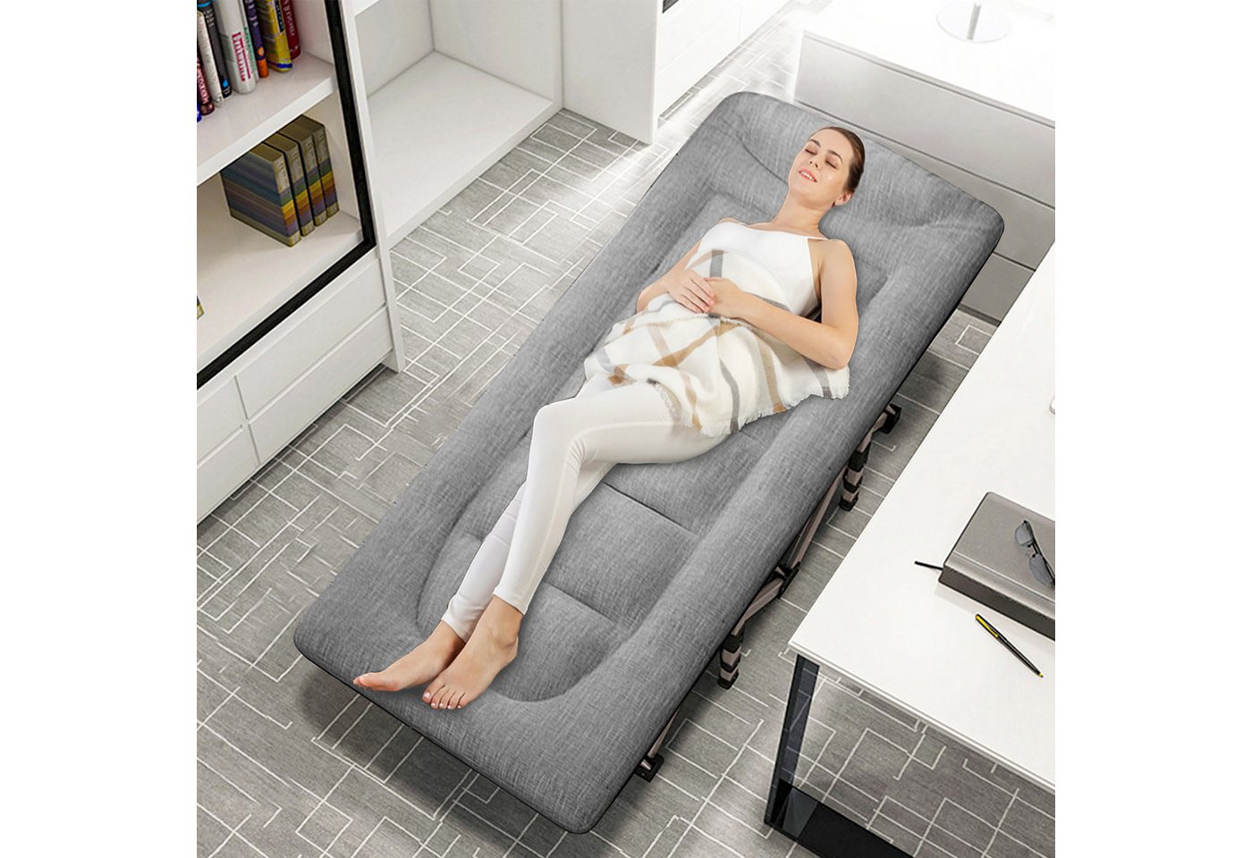 CALIYO Feldbett Faltbett mit Dicker Matratze Klappbett Campingbett bis 200 kg (200 x 80 x 40 cm Faltbar) für Indoor, Outdoor, Strand und Garten