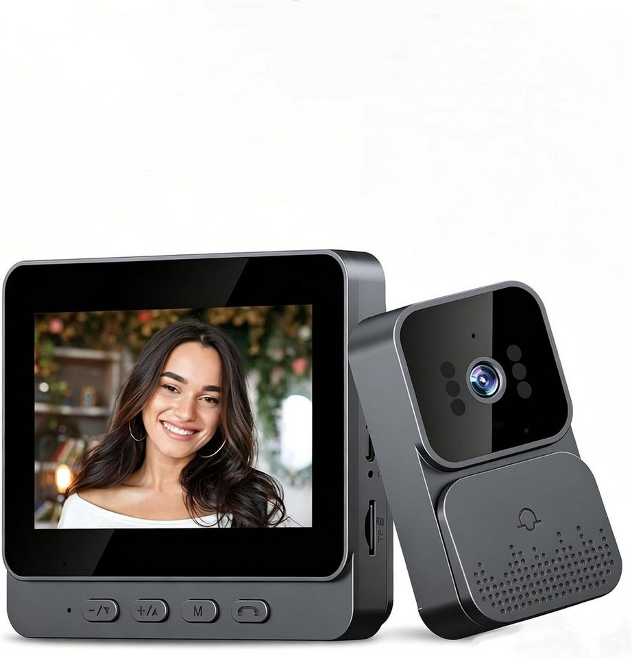 Topcony Überwachungskamera Video-Türsprechanlage Videotürklingel Video Doorbell 4,3 Zoll kabellos (Außen, Innen, Türklingel-Kamera, kabellos, mit Monitor, Video Gegensprechanlage mit 11cm Zwei-Wege-Audio, großem Bildschirm, Telefon-Sicherheitskamera) Bild 3