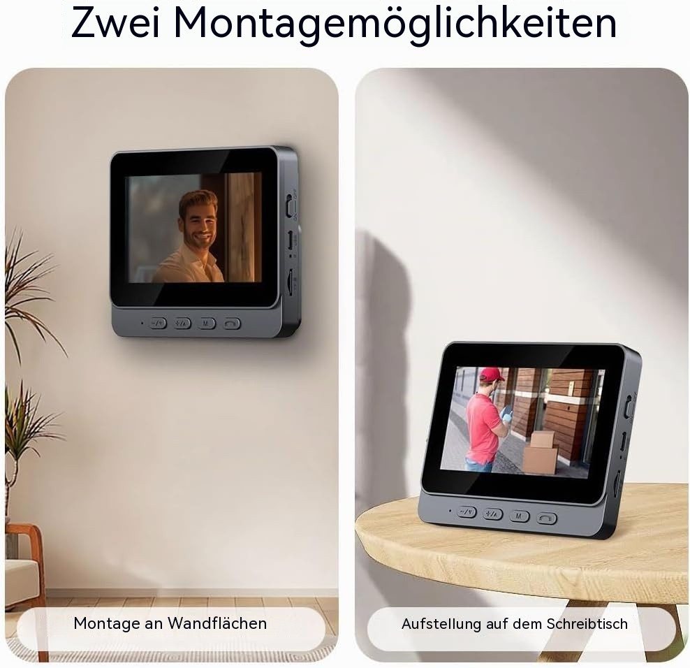 Topcony Überwachungskamera Video-Türsprechanlage Videotürklingel Video Doorbell 4,3 Zoll kabellos (Außen, Innen, Türklingel-Kamera, kabellos, mit Monitor, Video Gegensprechanlage mit 11cm Zwei-Wege-Audio, großem Bildschirm, Telefon-Sicherheitskamera) Bild 5