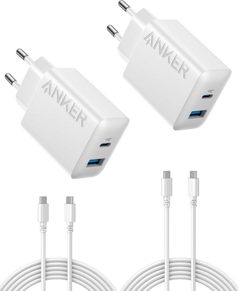 Anker Anker 20W USB-C-Ladegerät, Doppelpack, 2-Port, PD-Schnellladegerät USB-Ladegerät (2-tlg., iPhone 17/16/15 Serie, Galaxy, iPad und mehr, inkl)