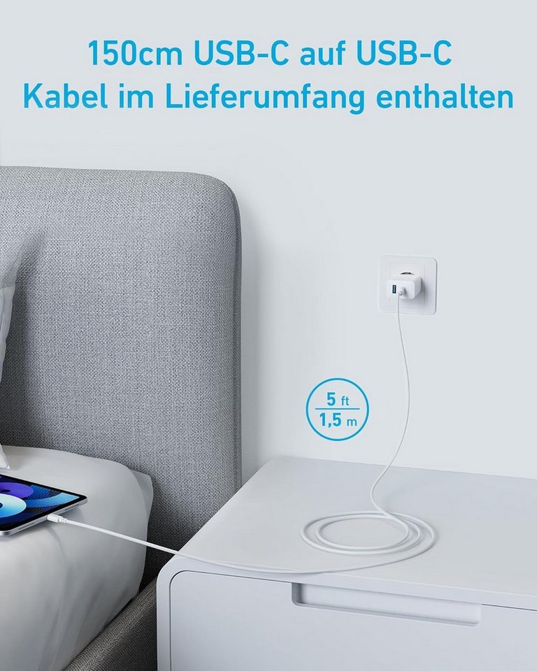 Anker Anker 20W USB-C-Ladegerät, Doppelpack, 2-Port, PD-Schnellladegerät USB-Ladegerät (2-tlg., iPhone 17/16/15 Serie, Galaxy, iPad und mehr, inkl) Bild 2