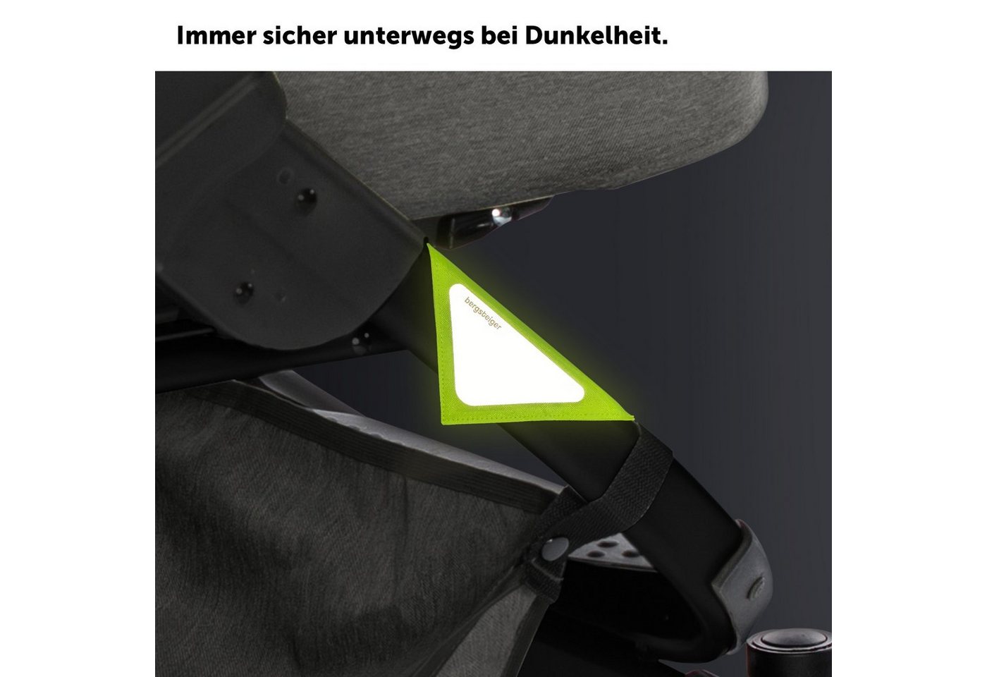 bergsteiger LED Kinderwagenlampe Kinderwagen Reflektoren Set, 4er Pack, stark reflektierend