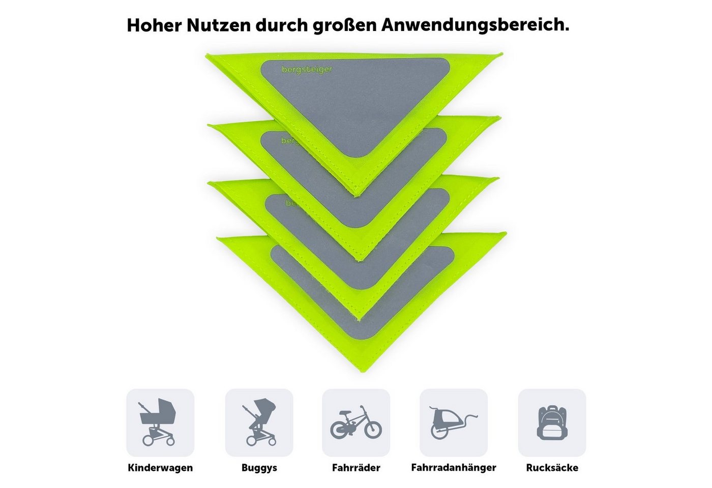 bergsteiger LED Kinderwagenlampe Kinderwagen Reflektoren Set, 4er Pack, stark reflektierend Bild 3