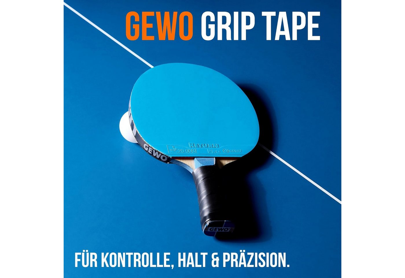 Gewo Tischtennisschläger Tischtennis Griffband – Selbstklebend Grip Tape, 27*520mm, schwarz Bild 4