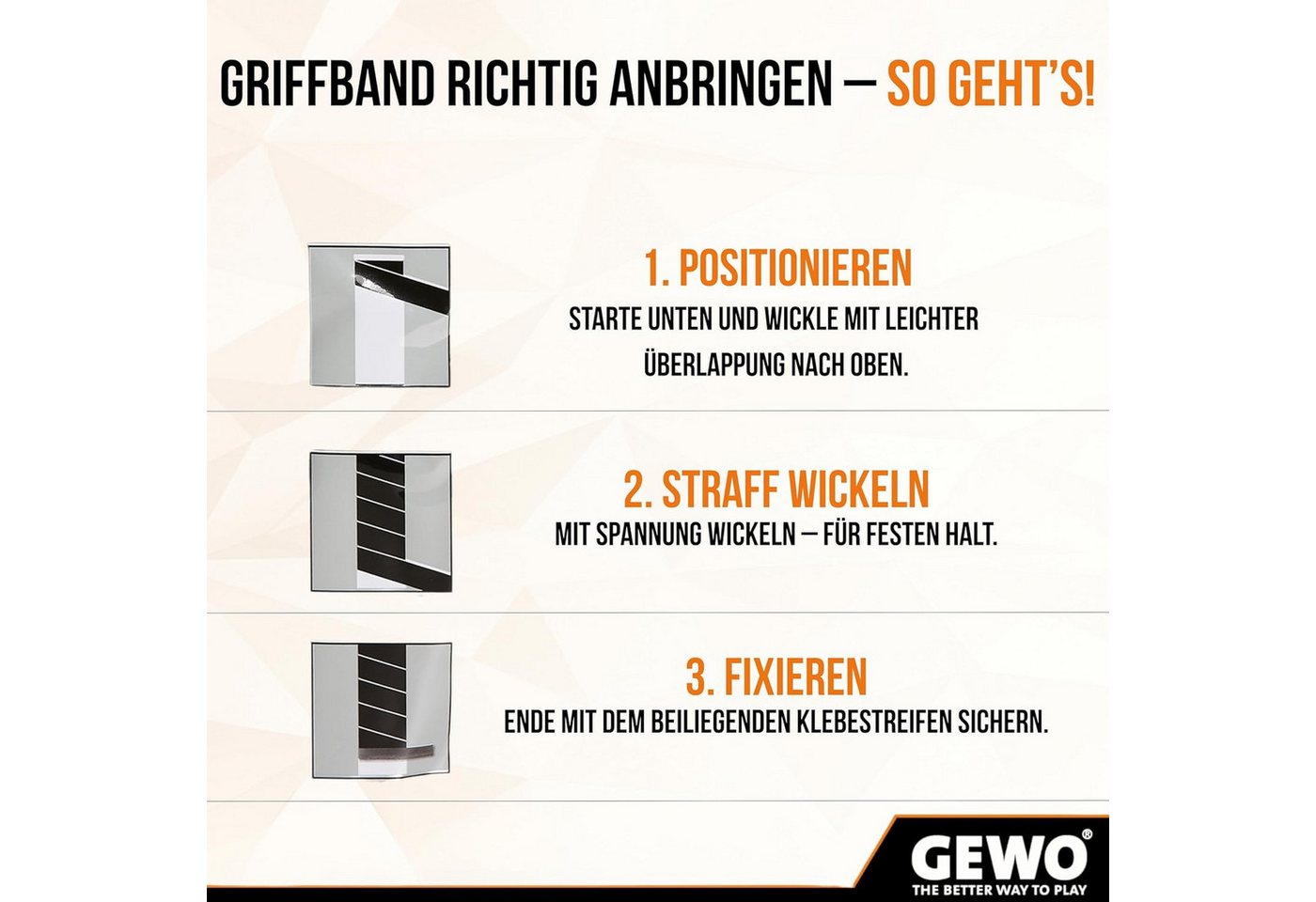 Gewo Tischtennisschläger Tischtennis Griffband – Selbstklebend Grip Tape, 27*520mm, schwarz Bild 5