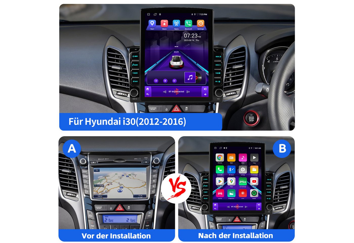 ESSGOO 9.7" DAB+ CarPlay Android 15 Für Hyundai i30 2012-2016 Autoradio WIFI Autoradio (RDS, 4+64GB(optional), Digitalradio (DAB), FM, Carplay Android Auto Bluetooth EQ USB GPS Navi WIFI Touchscreen) Bild 2