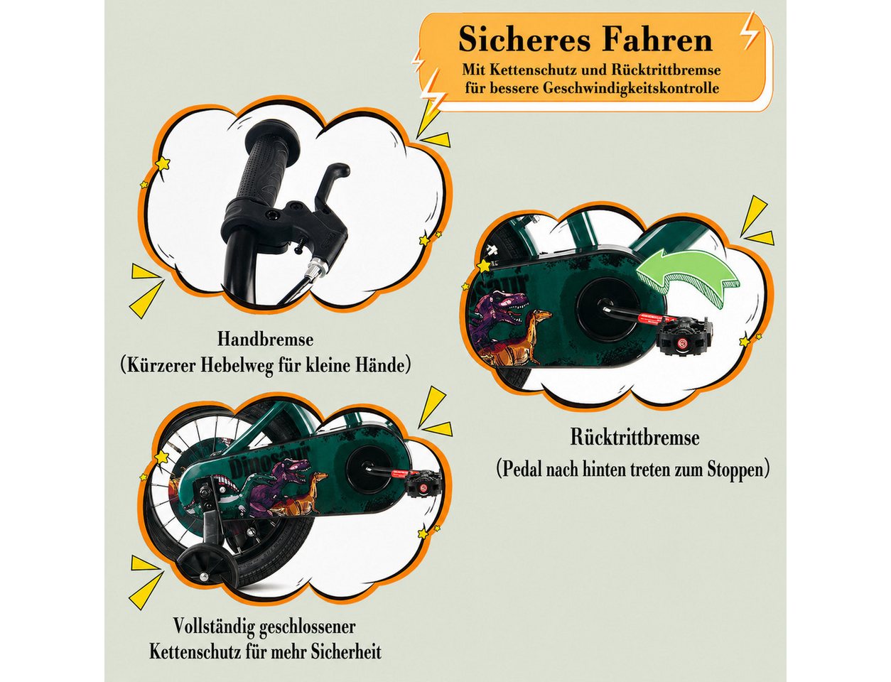 RULLY Kinderfahrrad Kinderfahrrad Jungen 12/14/16 Zoll für 2–7 Jahre, 1 Gang, Mit Stützrädern, Schutzblechen, Klingel und Korb Bild 5