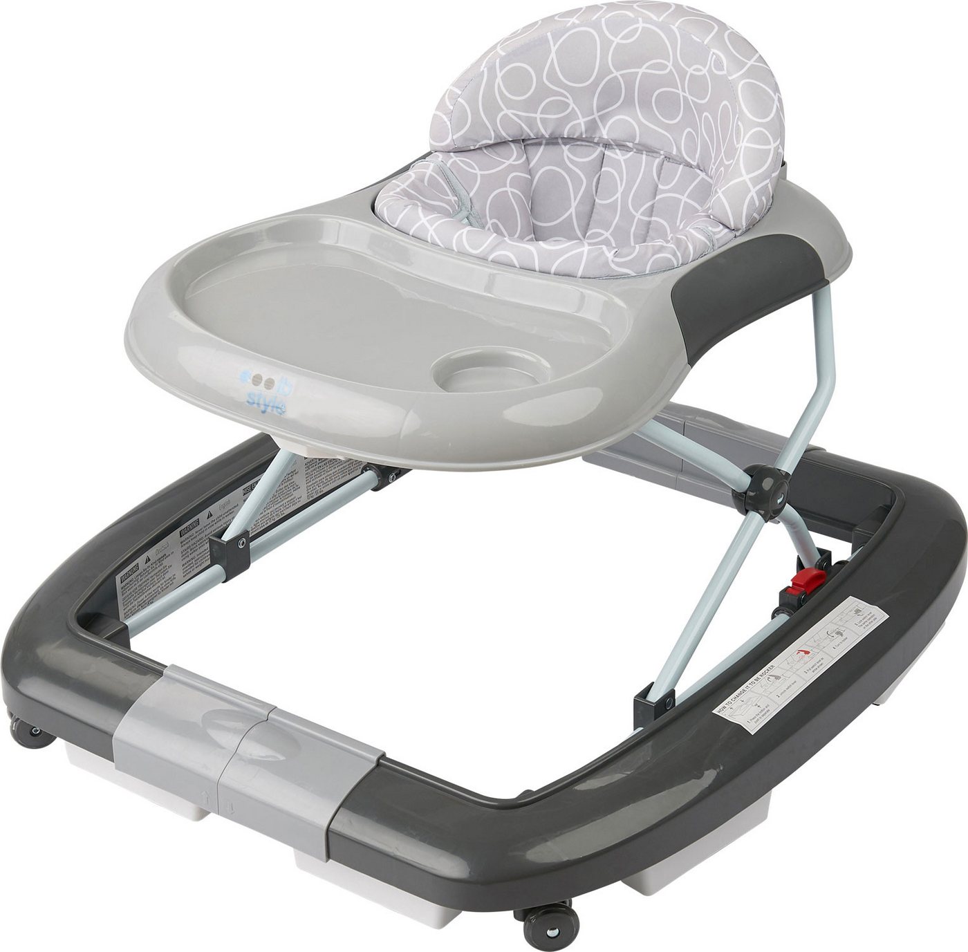 ib style Lauflernhilfe Little World Babywalker Grau, Lauflernwagen mit Schaukelfunktion & elektronischem Spielelement